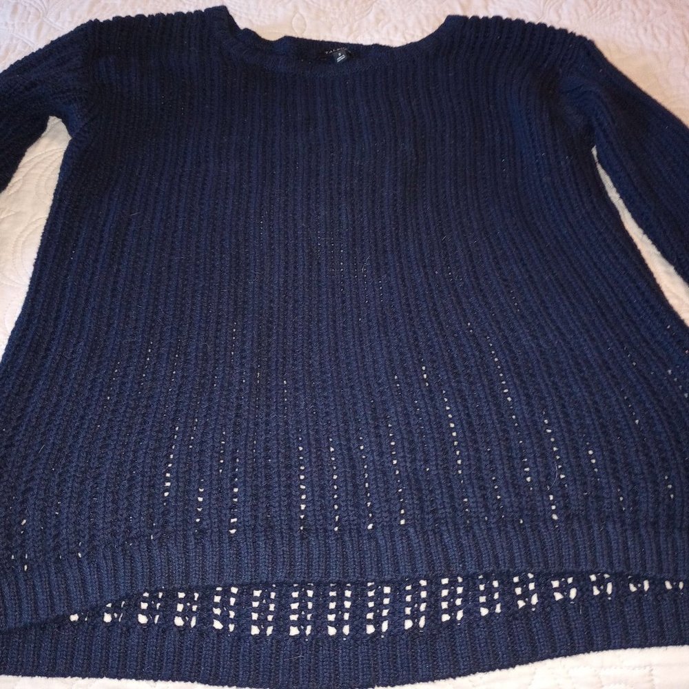 Talbots Open Weave Navy Blue Sweater, size small 100% cotton,  NWOT